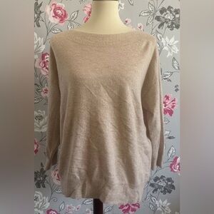 J. McLaughlin Beige 100% Cashmere  Boat Neck Lightweight Sweater Size Large